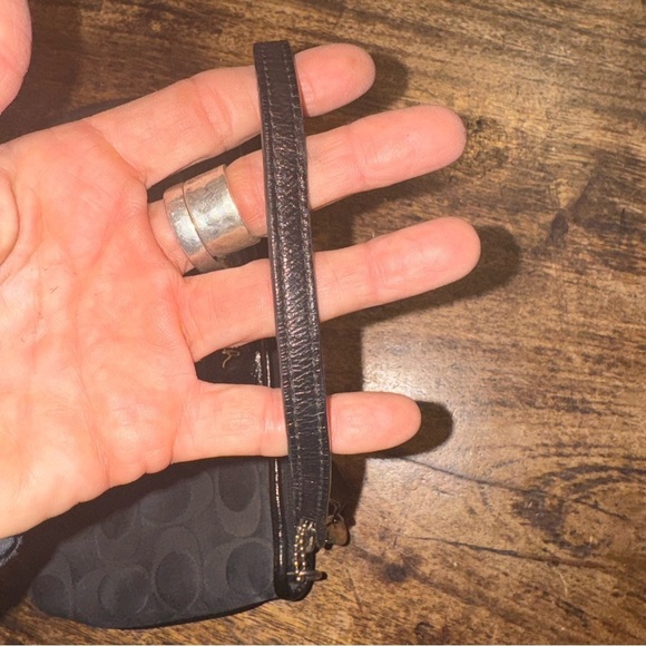 Coach Black Signature Wristlet Clutch with Leather Trim hang tags attached - Picture 10 of 16